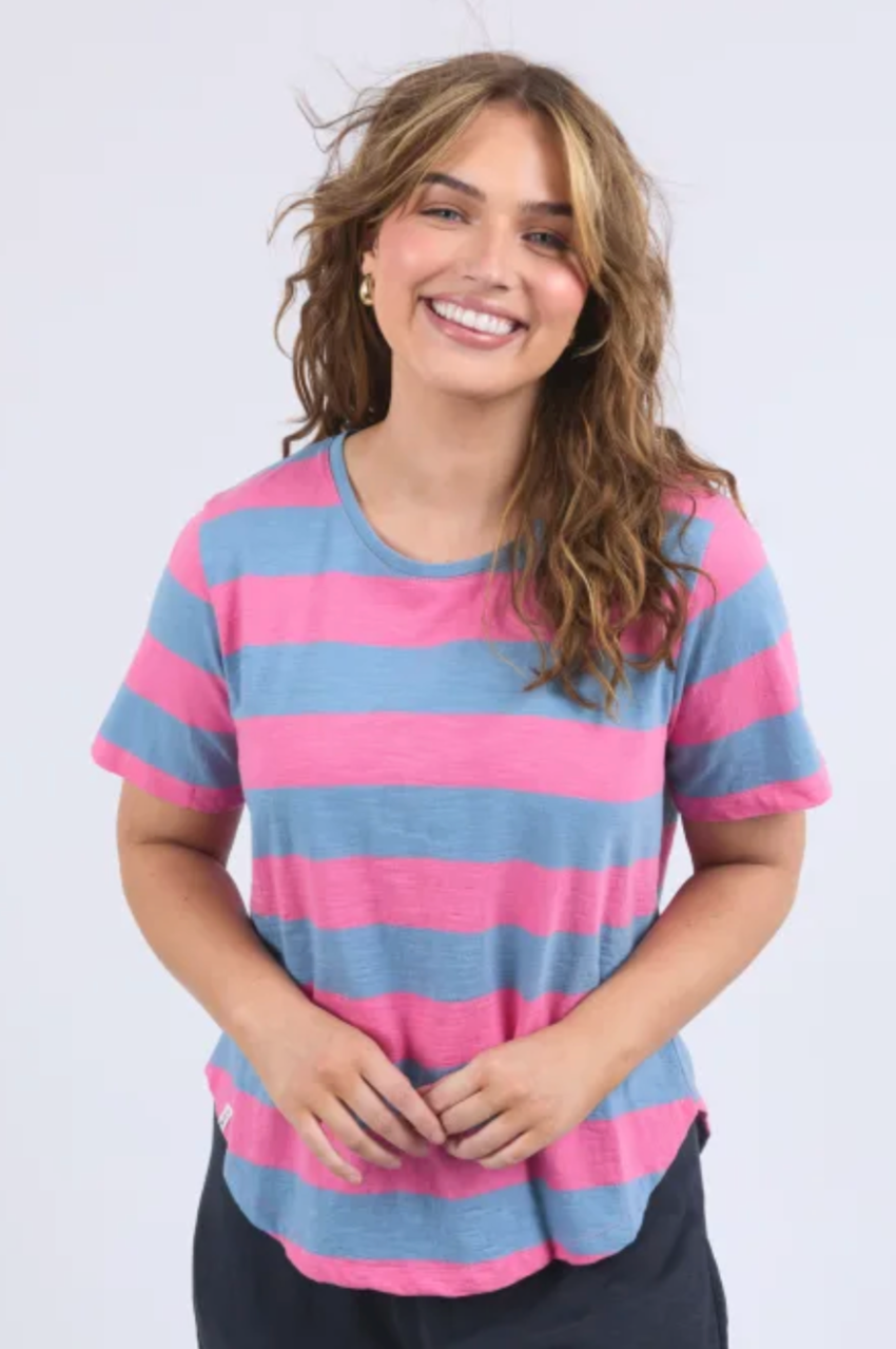 Elm Spritz Stripe S/S Tee -Blue/Pink Stripe