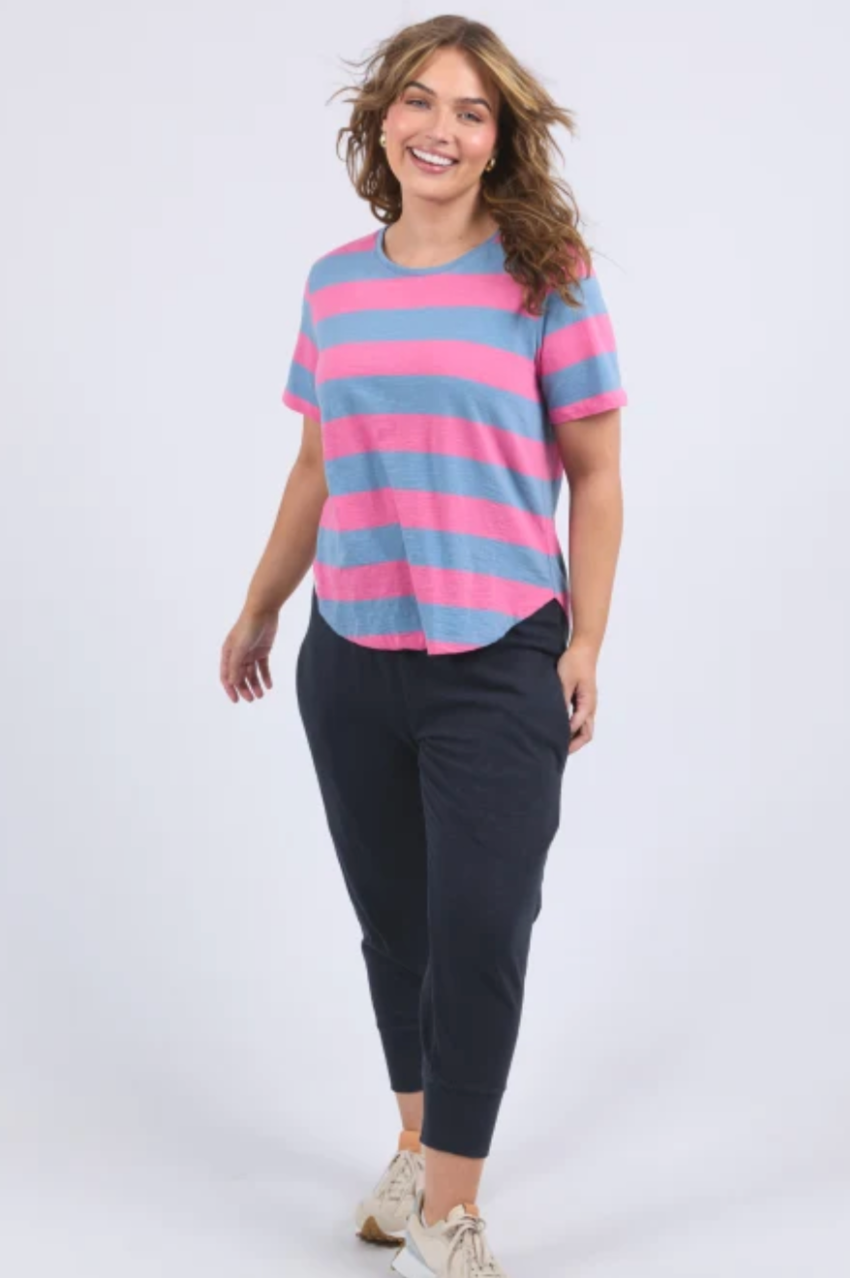 Elm Spritz Stripe S/S Tee -Blue/Pink Stripe