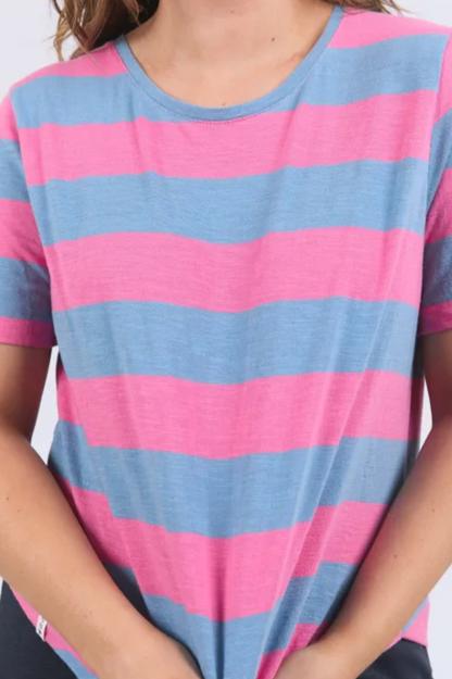 Elm Spritz Stripe S/S Tee -Blue/Pink Stripe