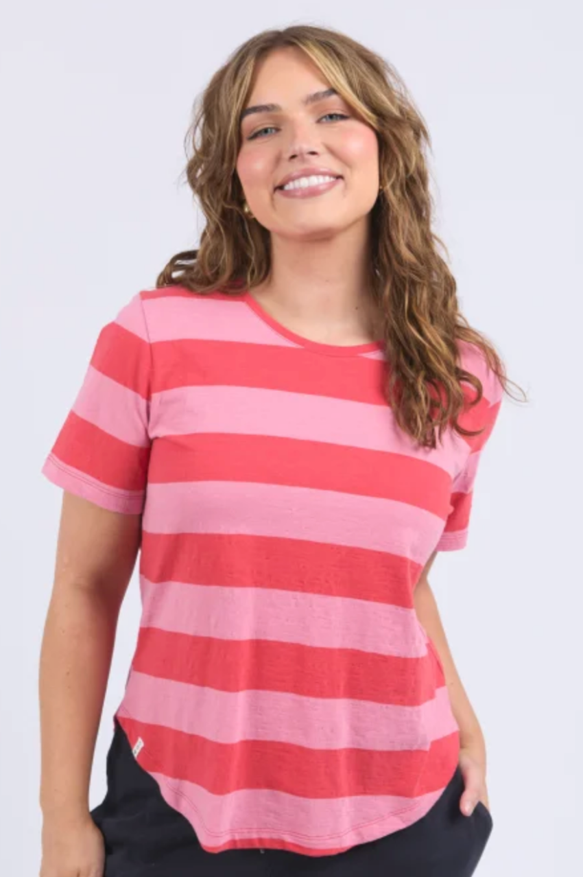 Elm Spritz Stripe S/S Tee - Red/Pink Stripe