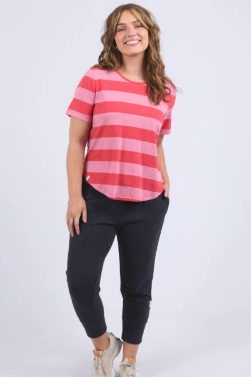 Elm Spritz Stripe S/S Tee - Red/Pink Stripe