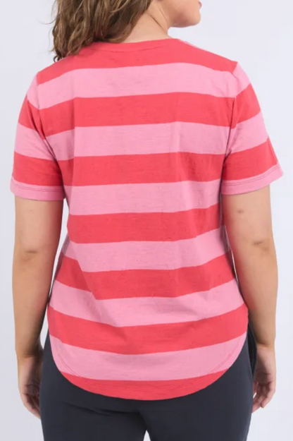 Elm Spritz Stripe S/S Tee - Red/Pink Stripe