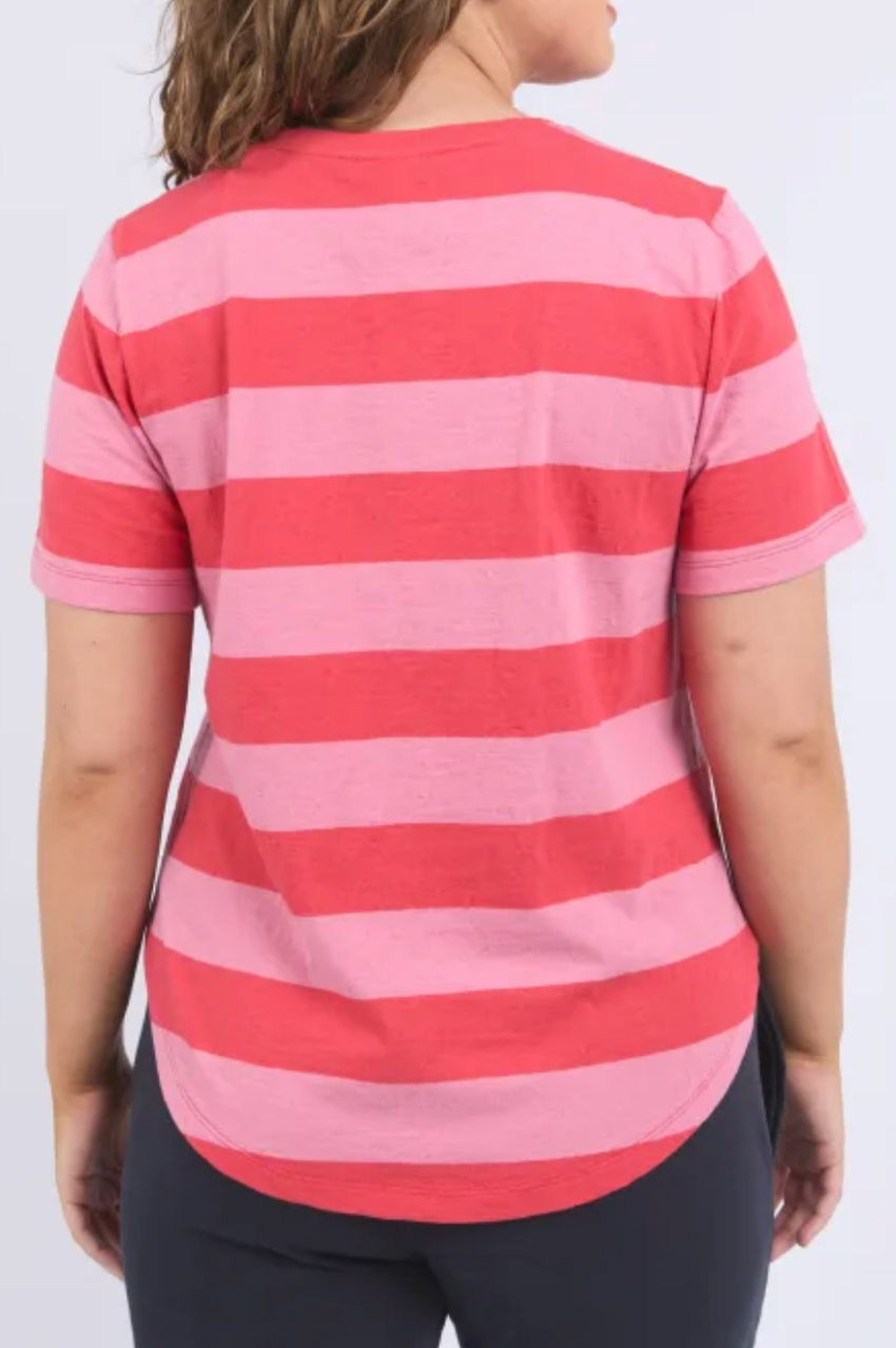 Elm Spritz Stripe S/S Tee - Red/Pink Stripe