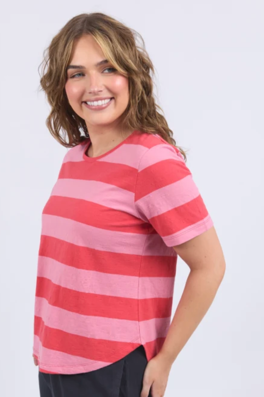 Elm Spritz Stripe S/S Tee - Red/Pink Stripe