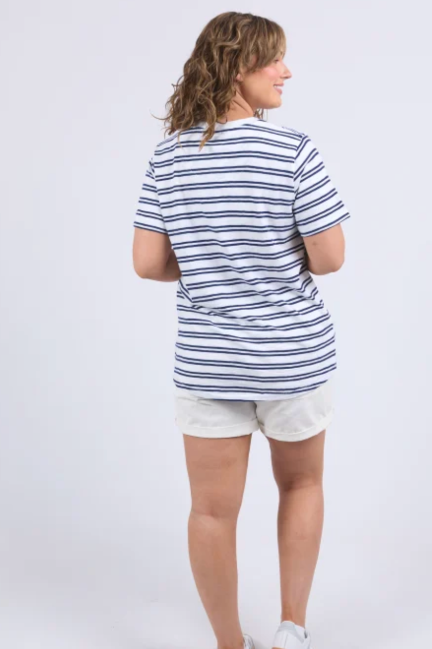 Elm Brio Tee - Wht/Blk Stripe