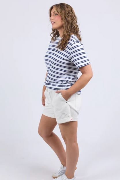 Elm Brio Tee - Wht/Blk Stripe
