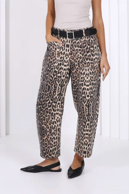 Monaco "Leo" Barrel Leg Jeans - Leopard