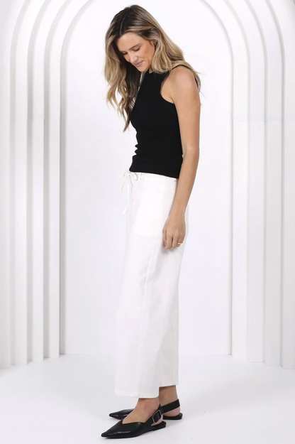 Monaco "Leo" Barrel Leg Jeans - White