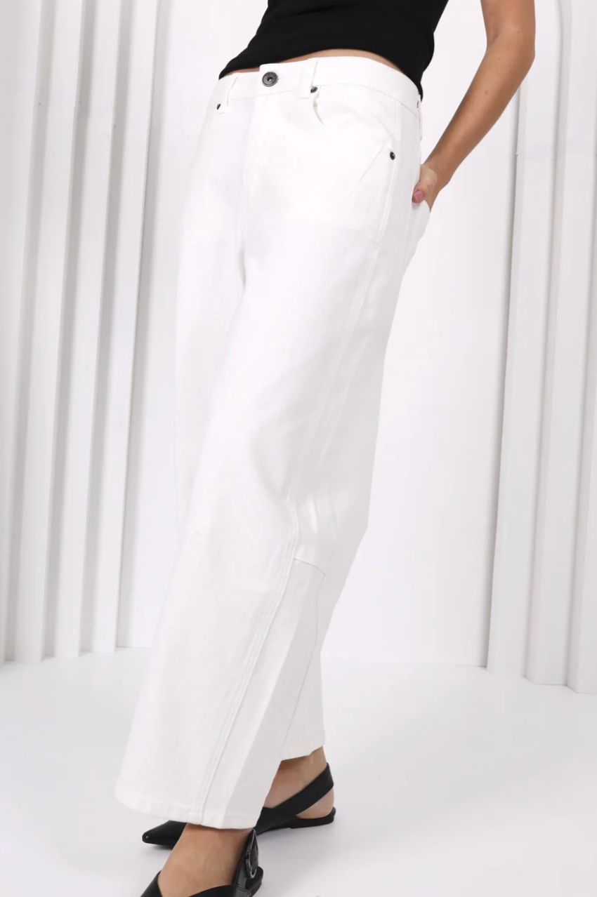 Monaco "Toni" Barrel Leg Jeans - White
