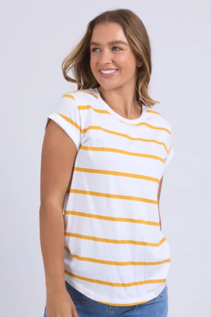 Foxwood Manly Stripe Tee - White/Yellow
