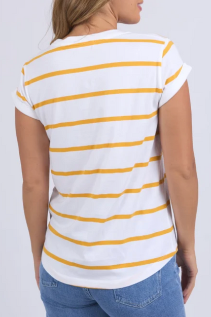 Foxwood Manly Stripe Tee - White/Yellow
