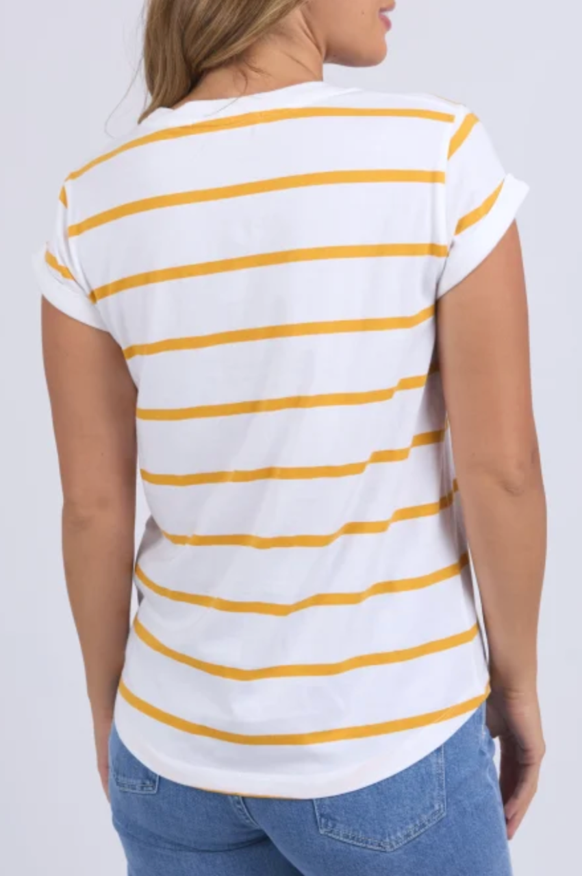 Foxwood Manly Stripe Tee - White/Yellow