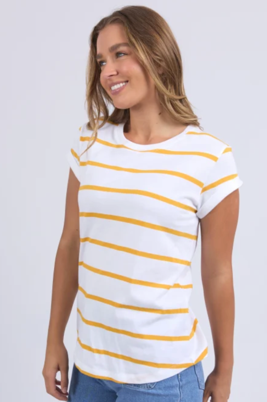 Foxwood Manly Stripe Tee - White/Yellow