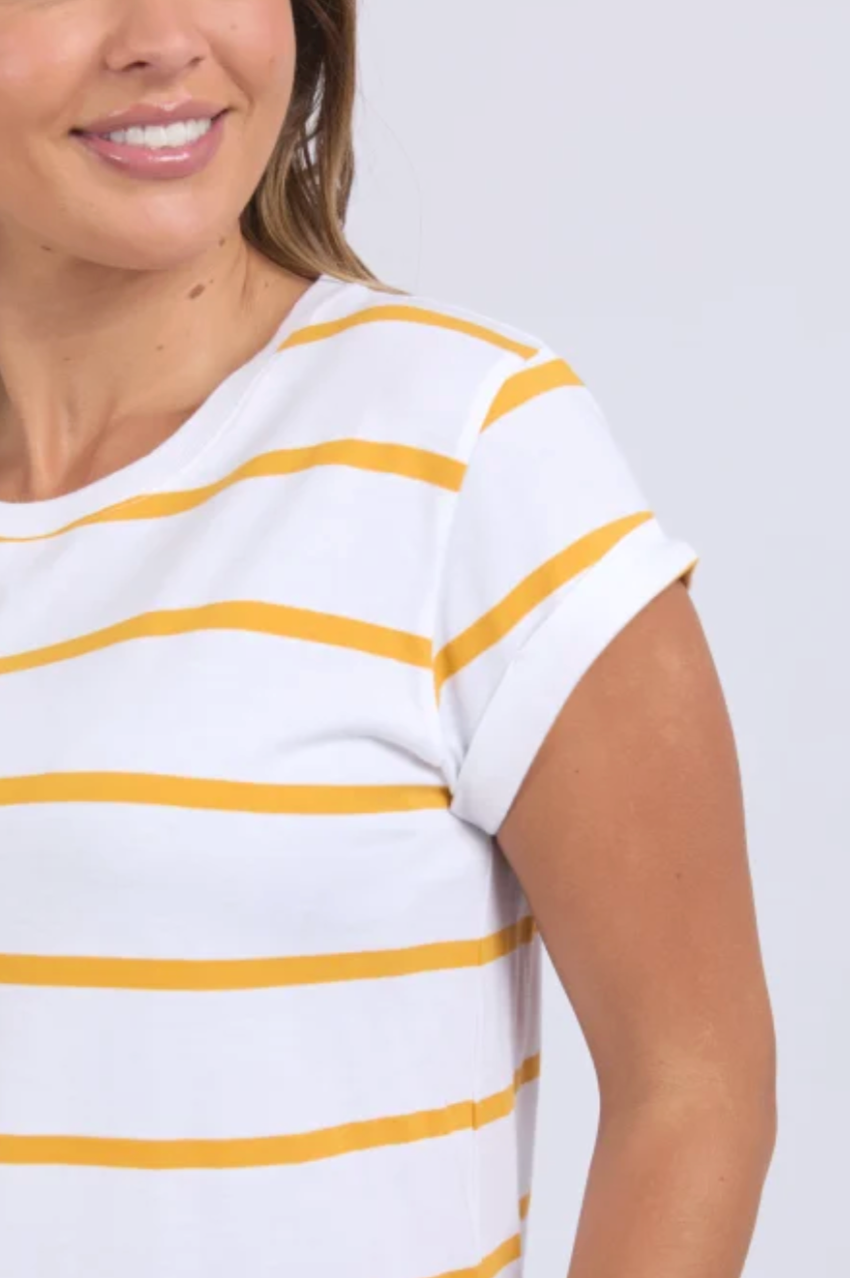 Foxwood Manly Stripe Tee - White/Yellow