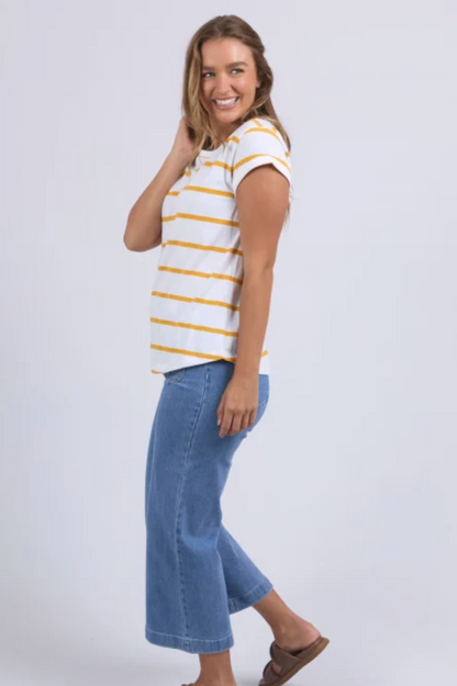 Foxwood Manly Stripe Tee - White/Yellow