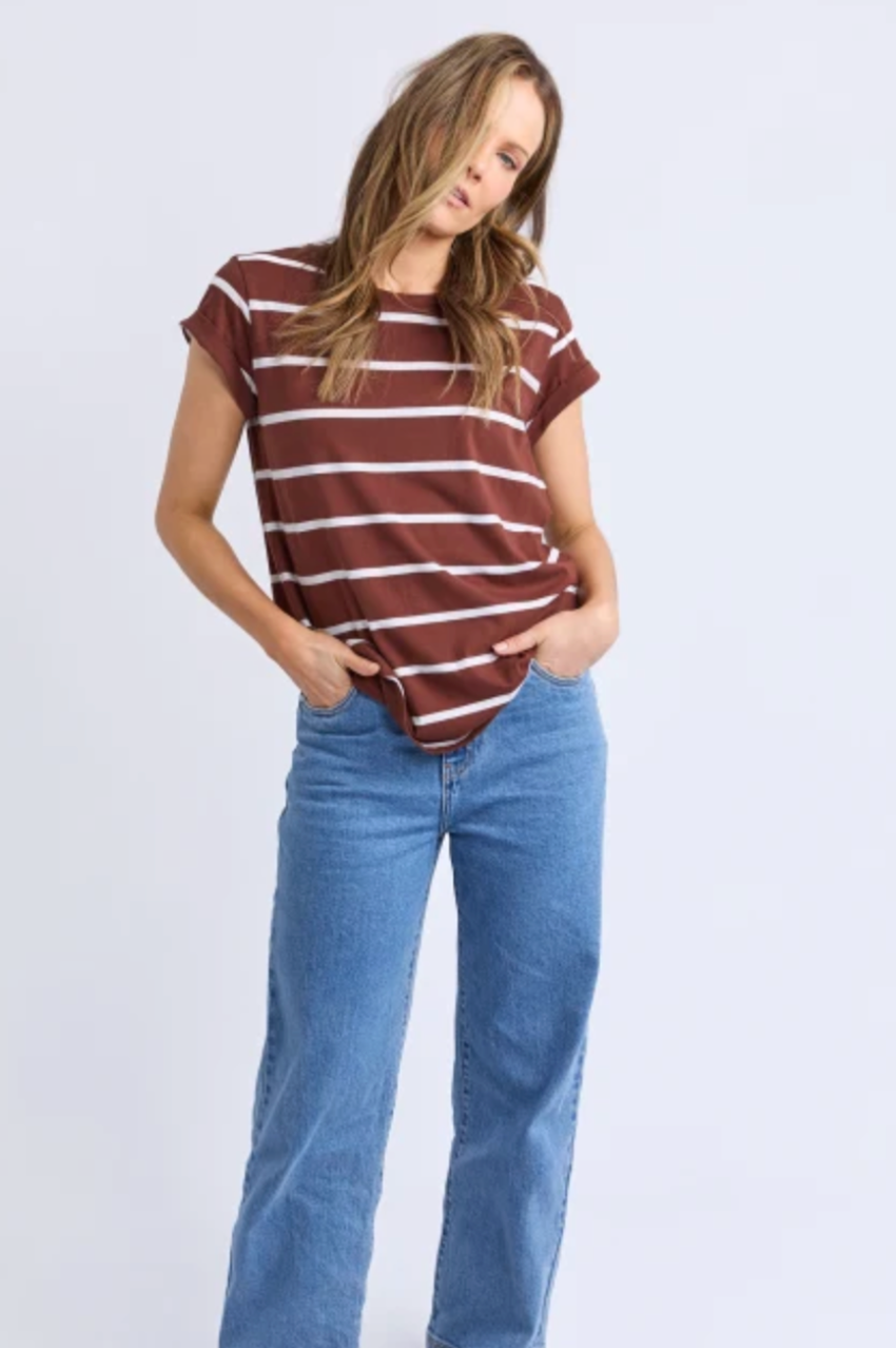 Foxwood Manly Stripe Tee - Ch/Wht Stripe