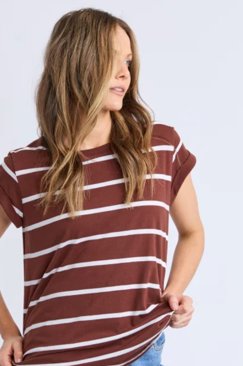 Foxwood Manly Stripe Tee - Ch/Wht Stripe