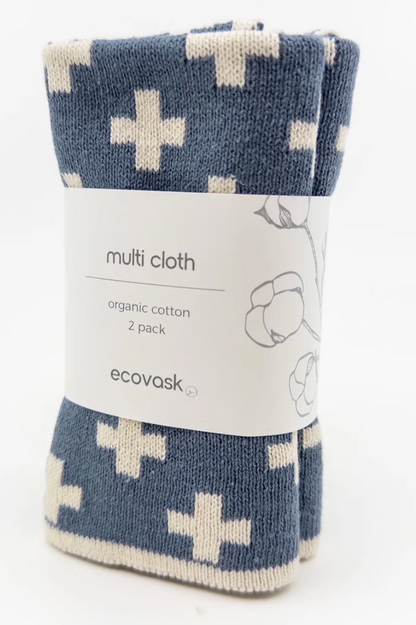Multi Cloth 2pk - Navy Denim Checker