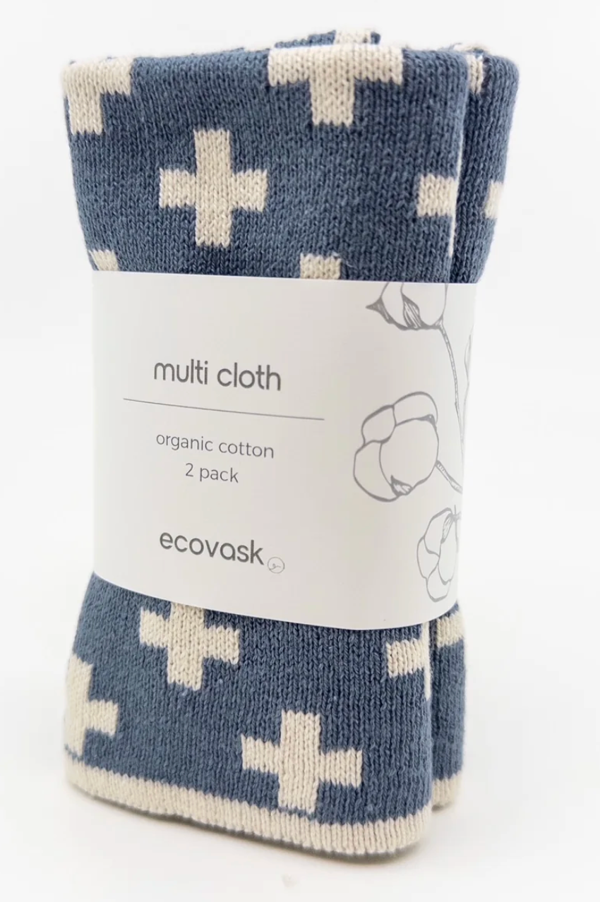Multi Cloth 2pk - Navy Denim Checker