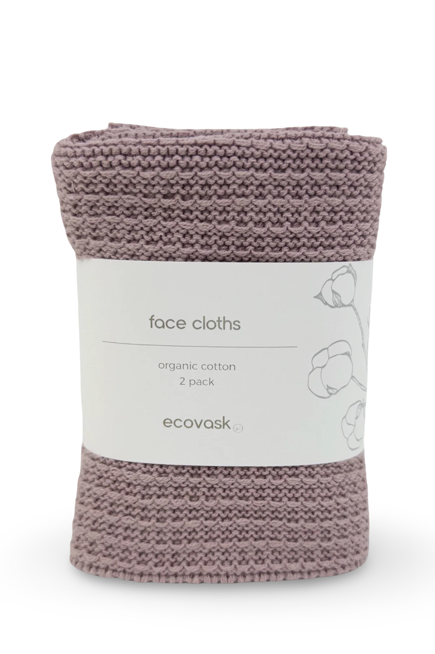 Organic Cotton Face Cloth 2pk - Orchid