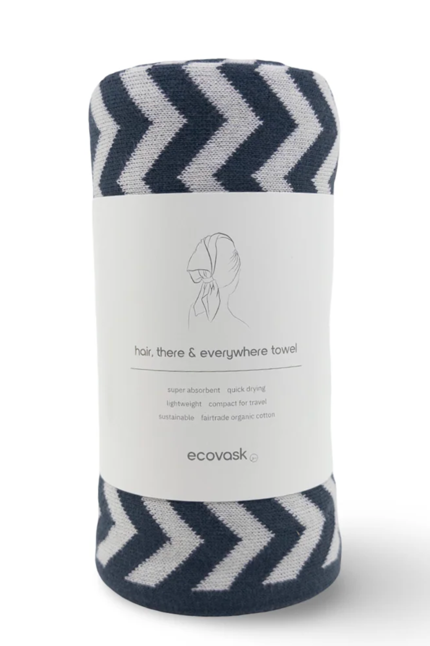 Hair & Travel Towel - Navy Chevron
