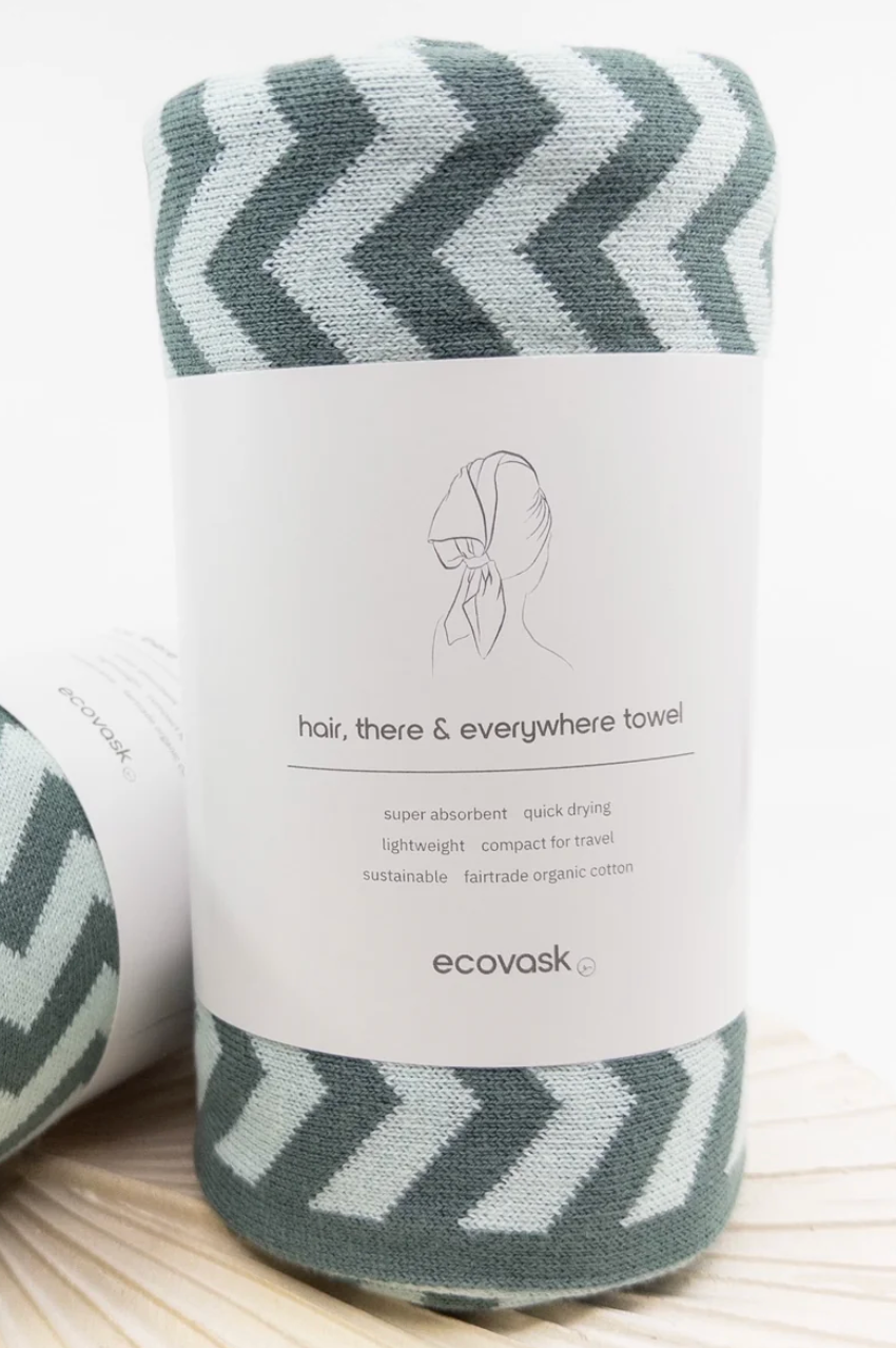 Hair & Travel Towel - Sea Foam Chevron
