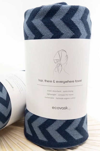 Hair & Travel Towel - Denim Chevron