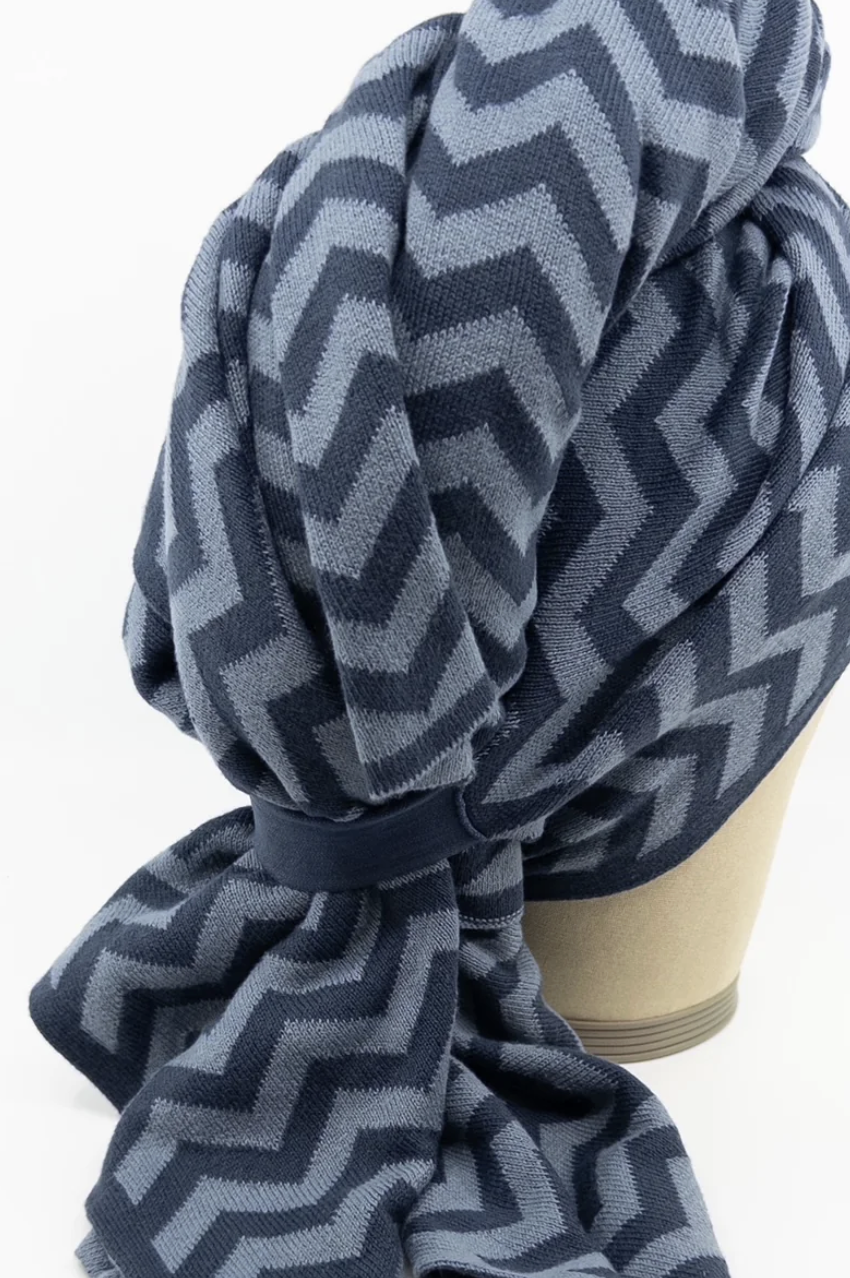 Hair & Travel Towel - Denim Chevron