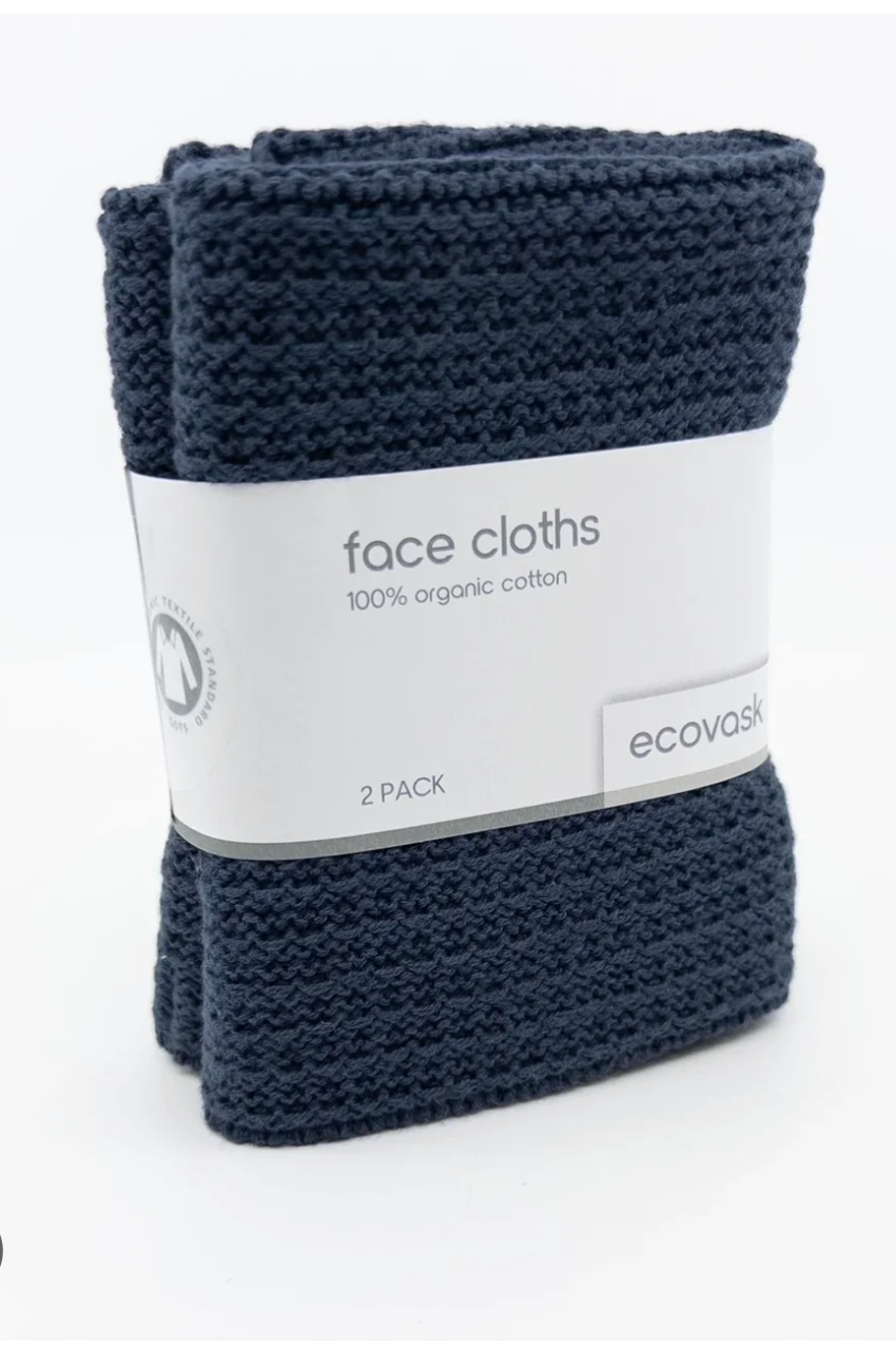 Organic Cotton Face Cloth 2pk - Midnight Navy