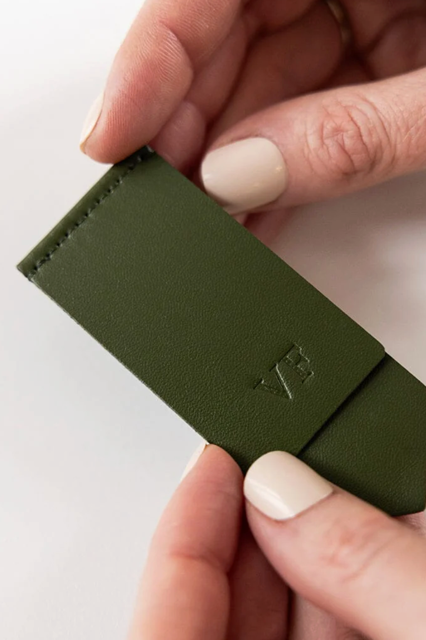 Leatherette Bookmark - Olive