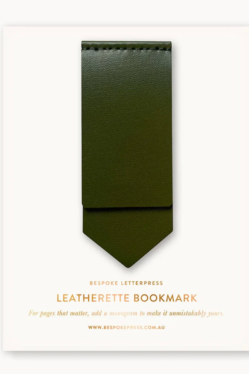 Leatherette Bookmark - Olive