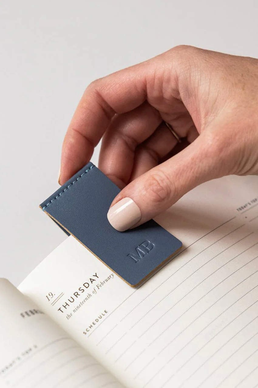 Leatherette Bookmark - Denim