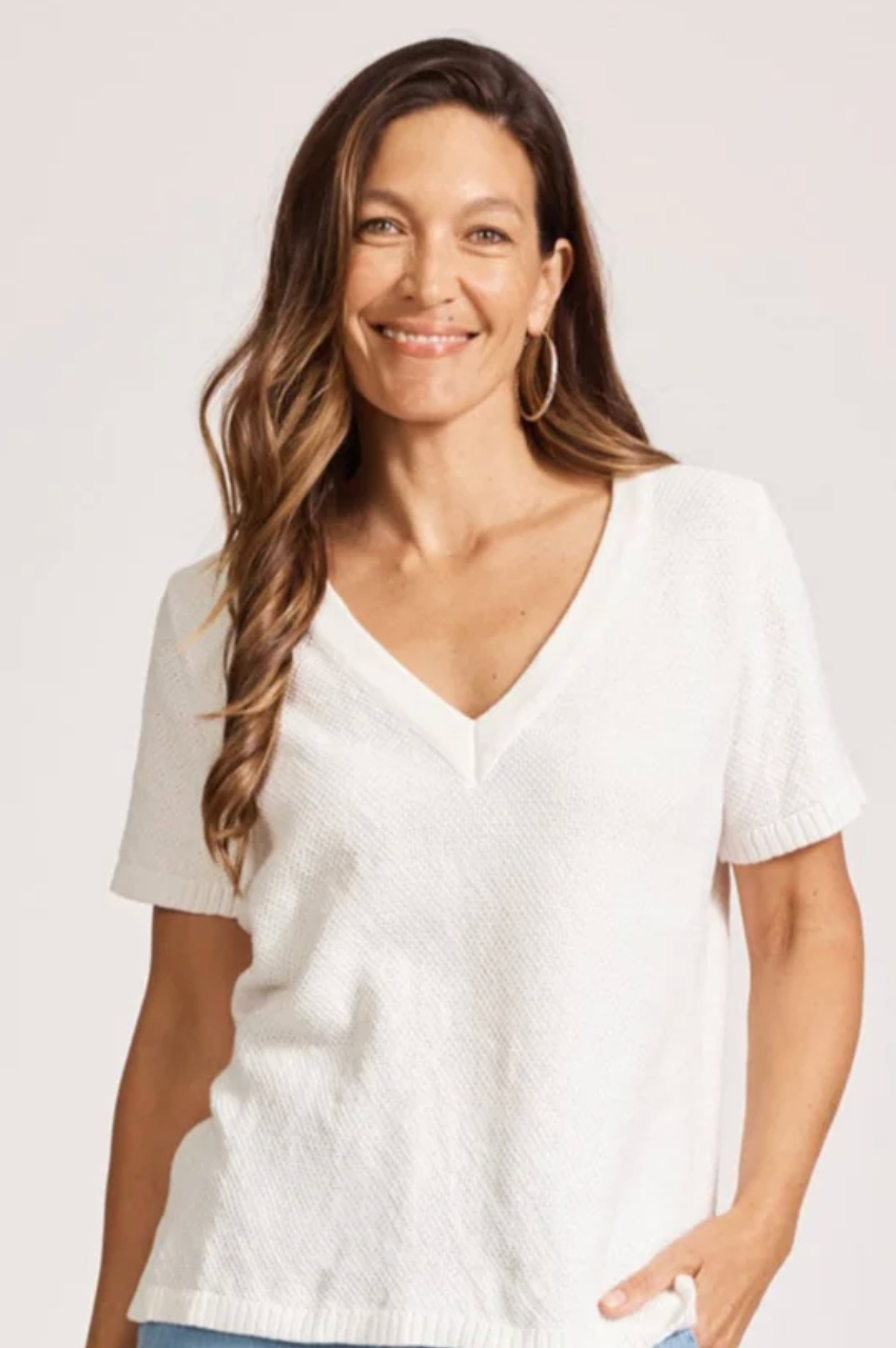 Artemis V Knit Top - White