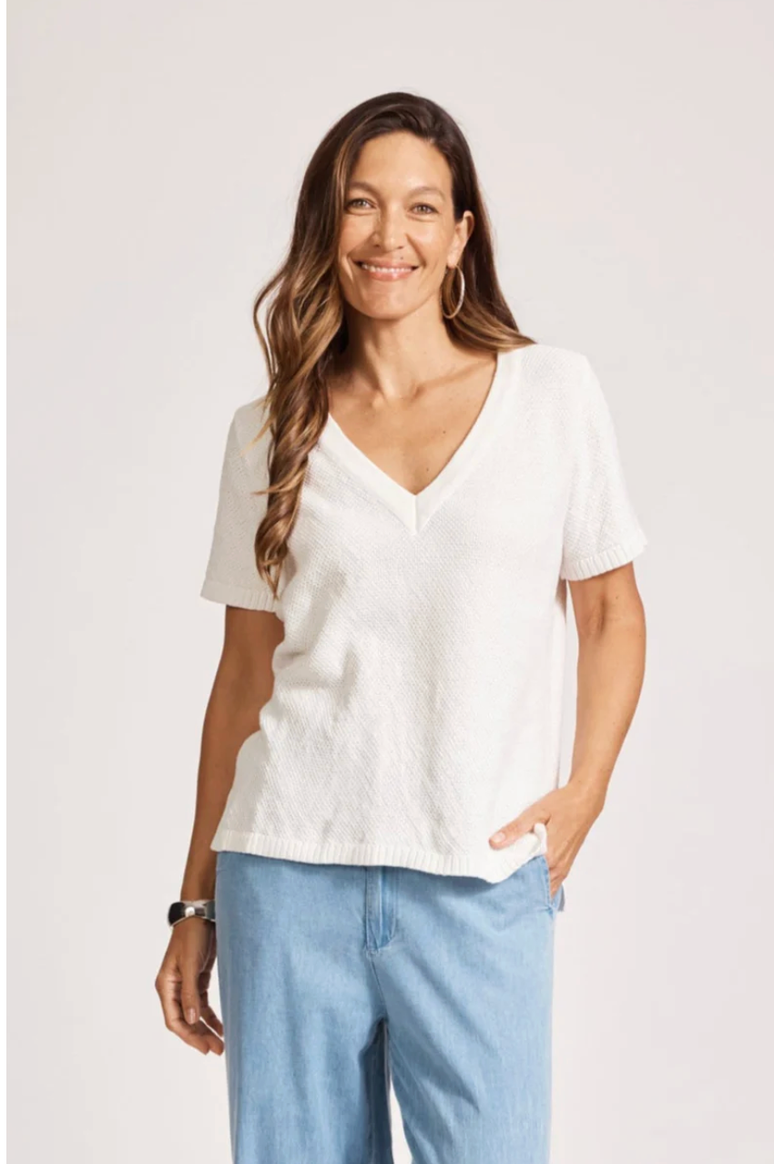 Artemis V Knit Top - White