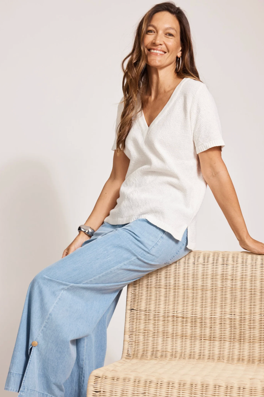 Artemis V Knit Top - White