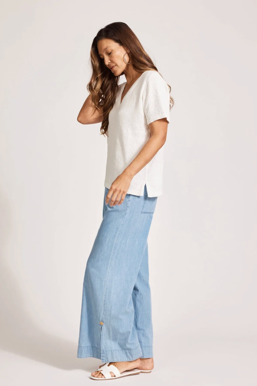 Artemis V Knit Top - White