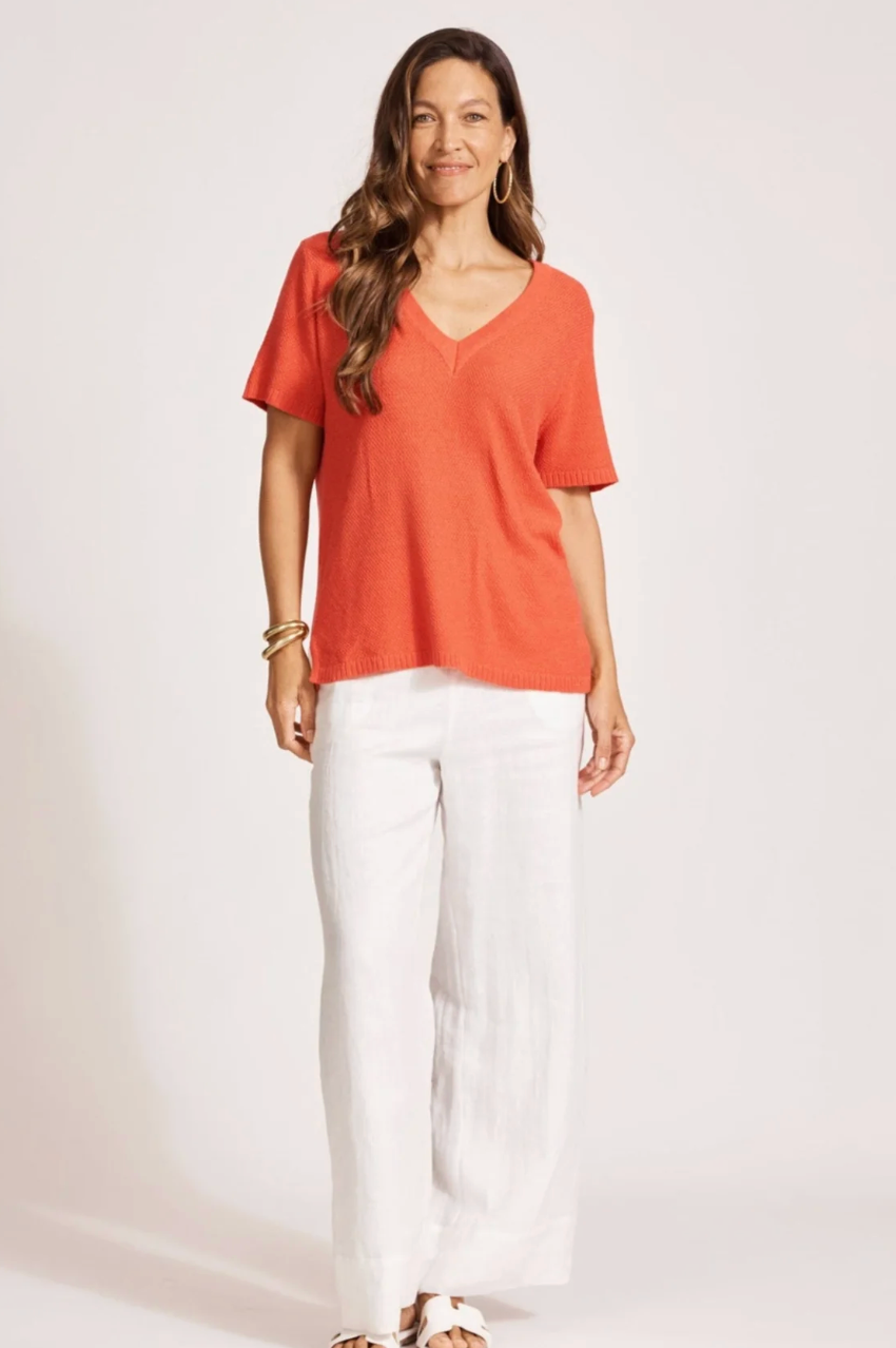 Artemis V Knit Top - Coral