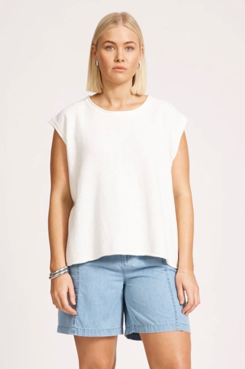 Artemis Sleeveless Knit Top - White