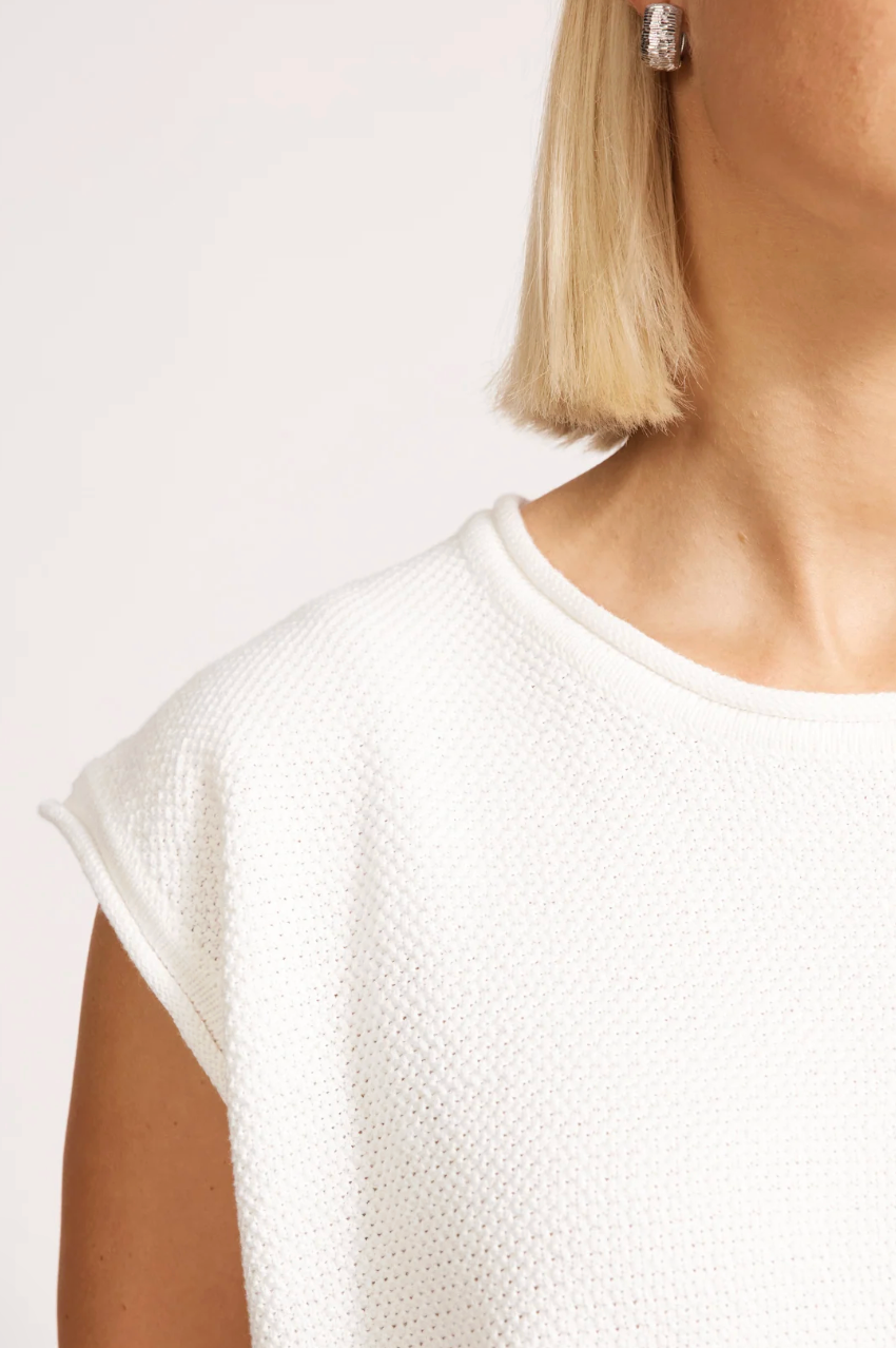 Artemis Sleeveless Knit Top - White
