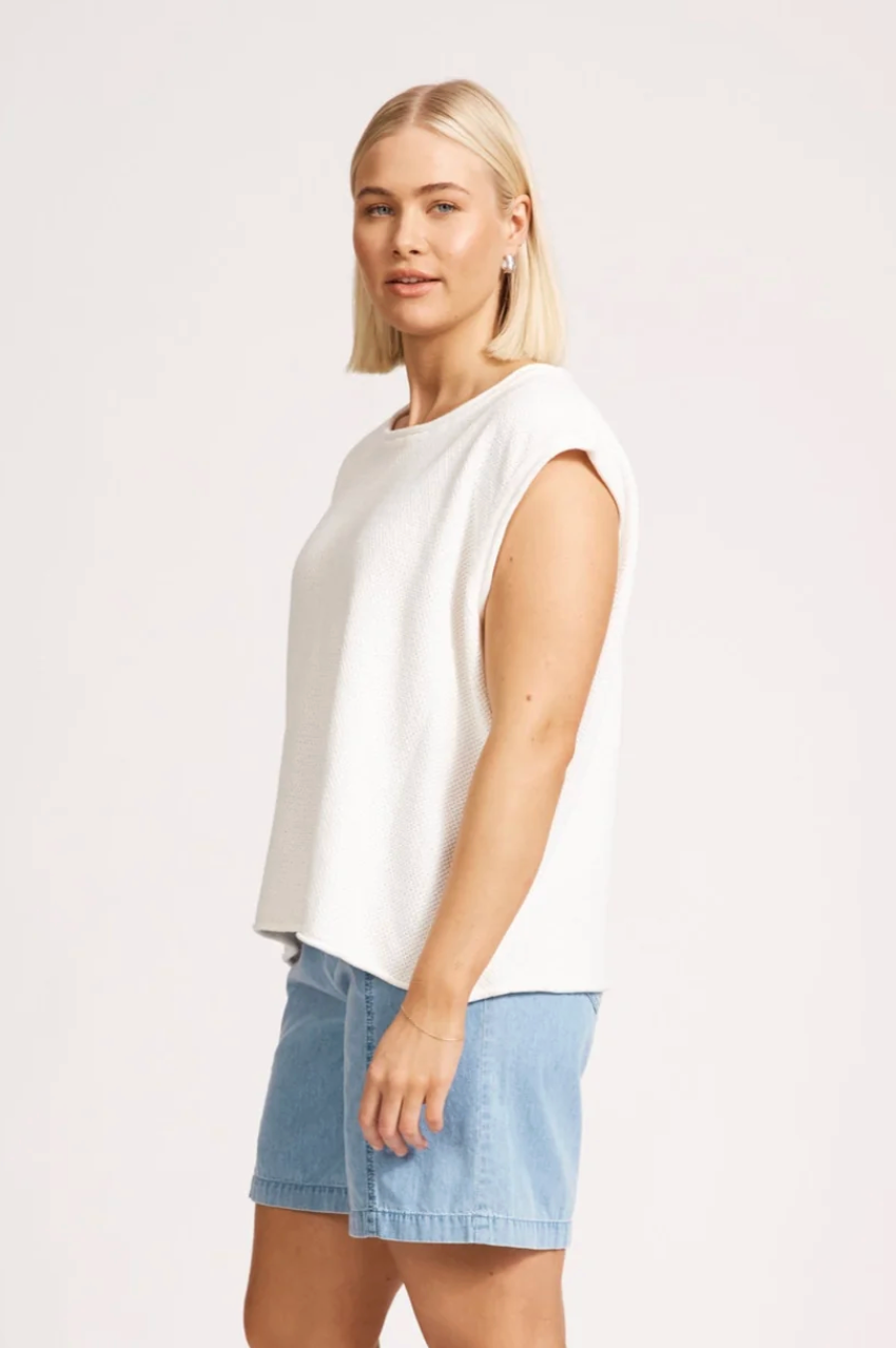 Artemis Sleeveless Knit Top - White