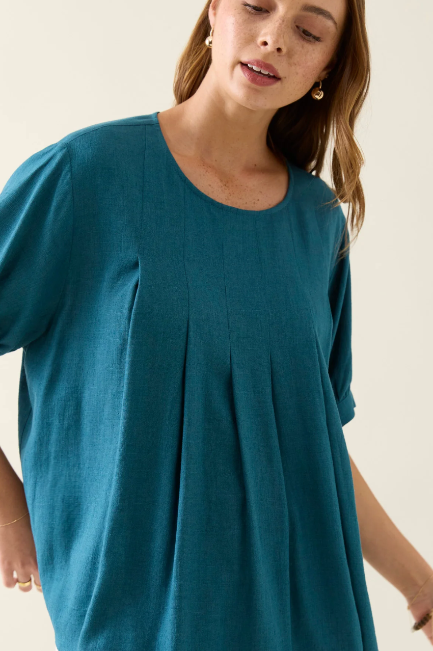 Ingrid Pleat Top - Baltic