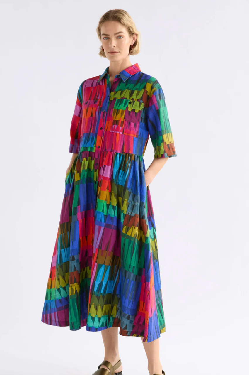 Elk Llinen Light Dress - Lind Dark Print