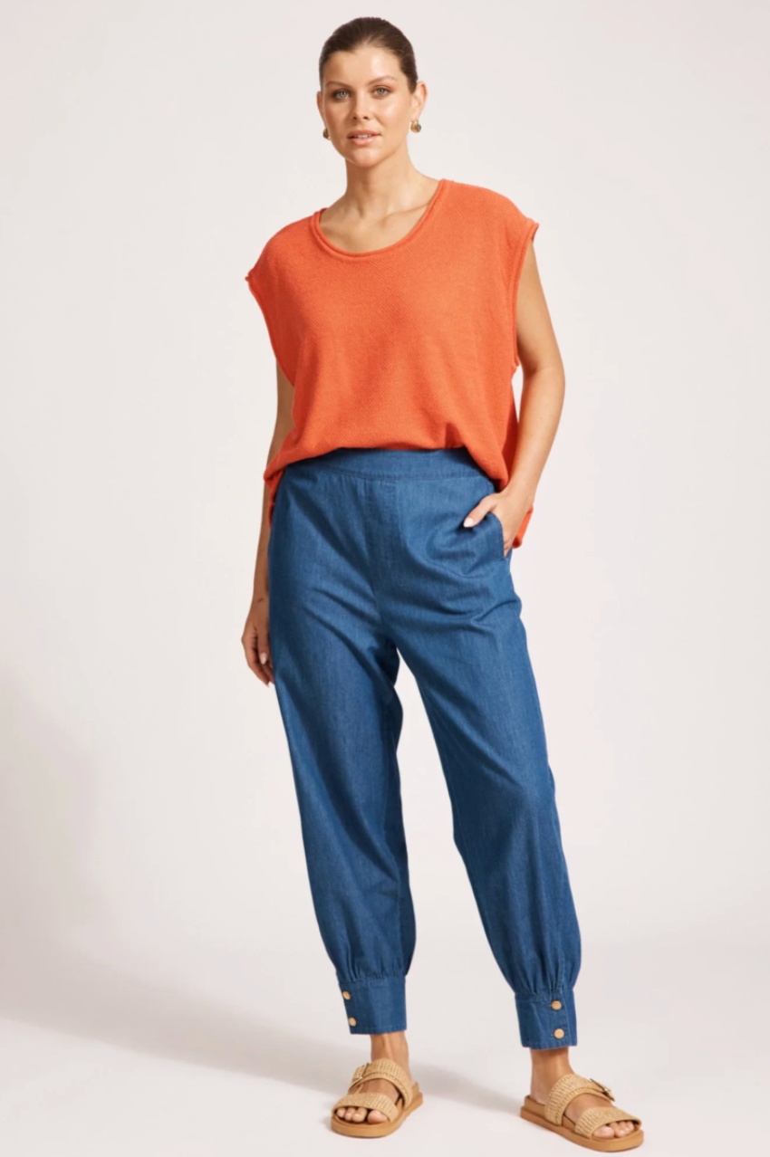 Melenia Denim Crop Pant - Indigo