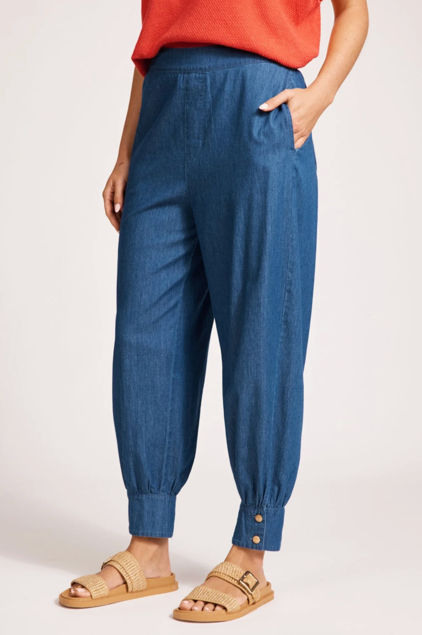 Melenia Denim Crop Pant - Indigo