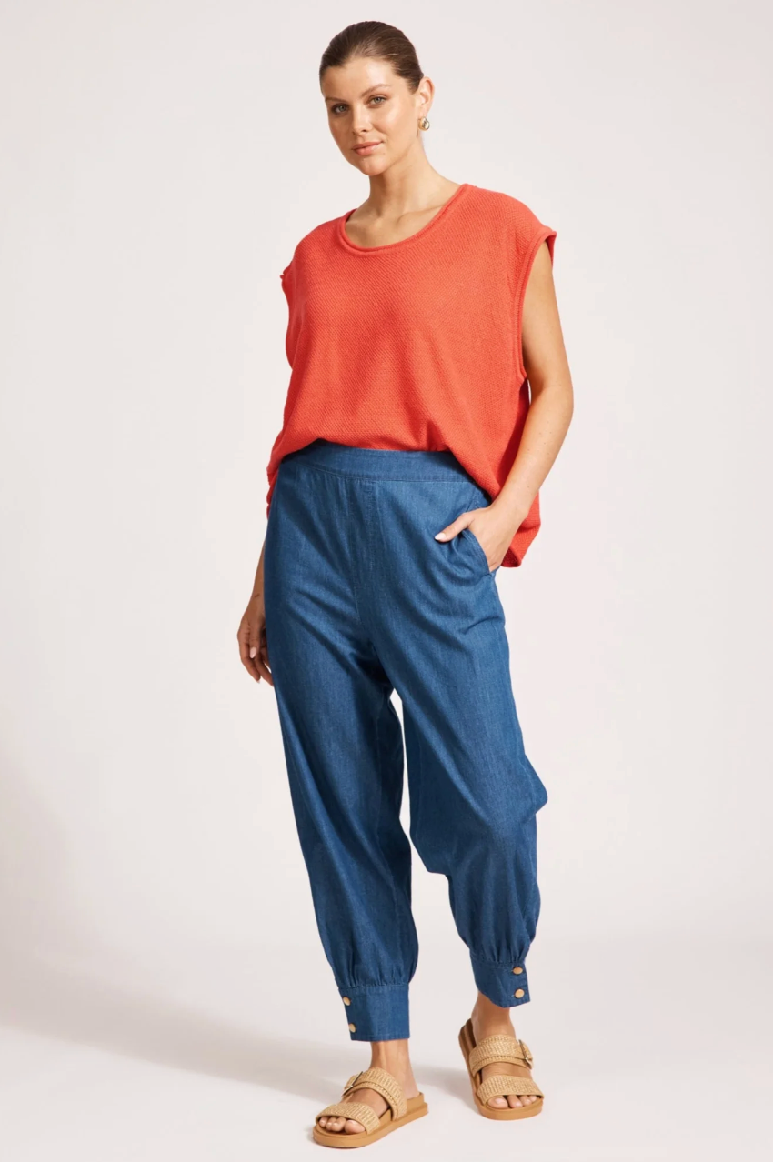 Melenia Denim Crop Pant - Indigo