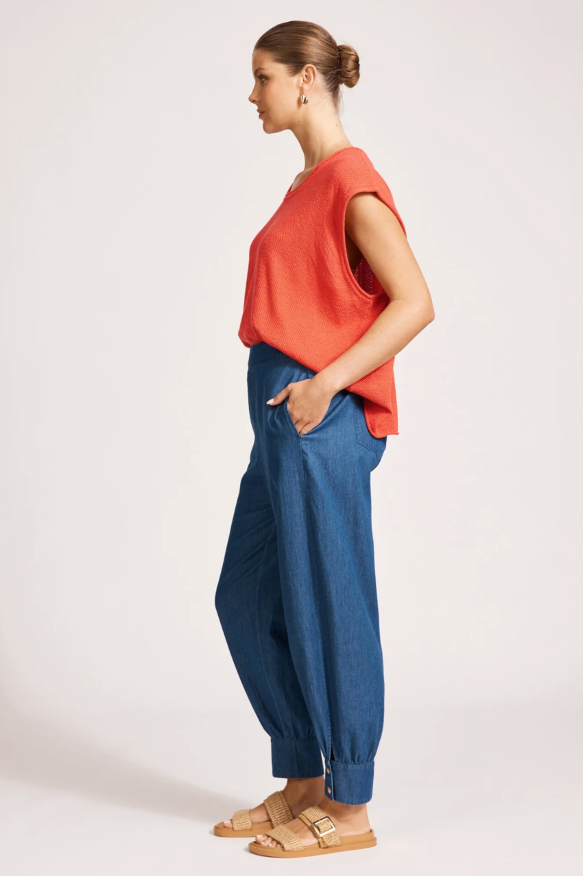 Melenia Denim Crop Pant - Indigo
