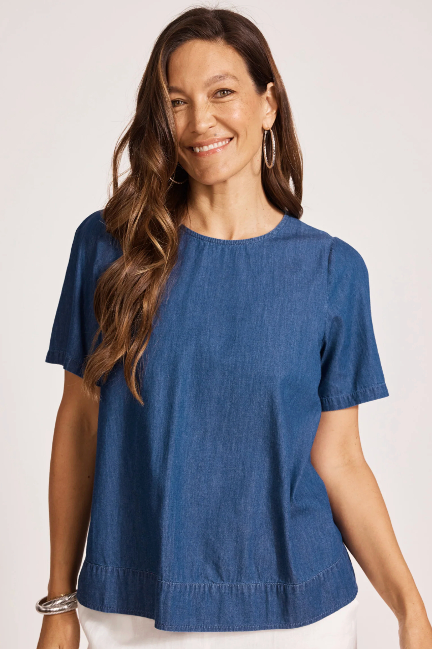 Melenia Denim Top - Indigo