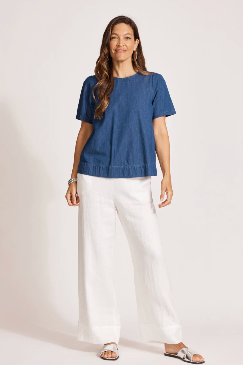 Melenia Denim Top - Indigo