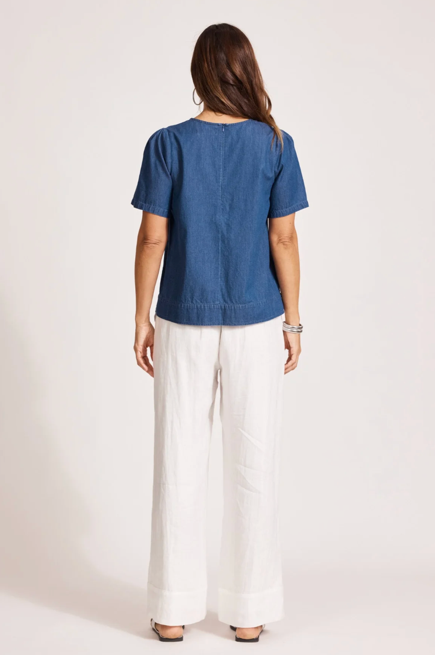 Melenia Denim Top - Indigo