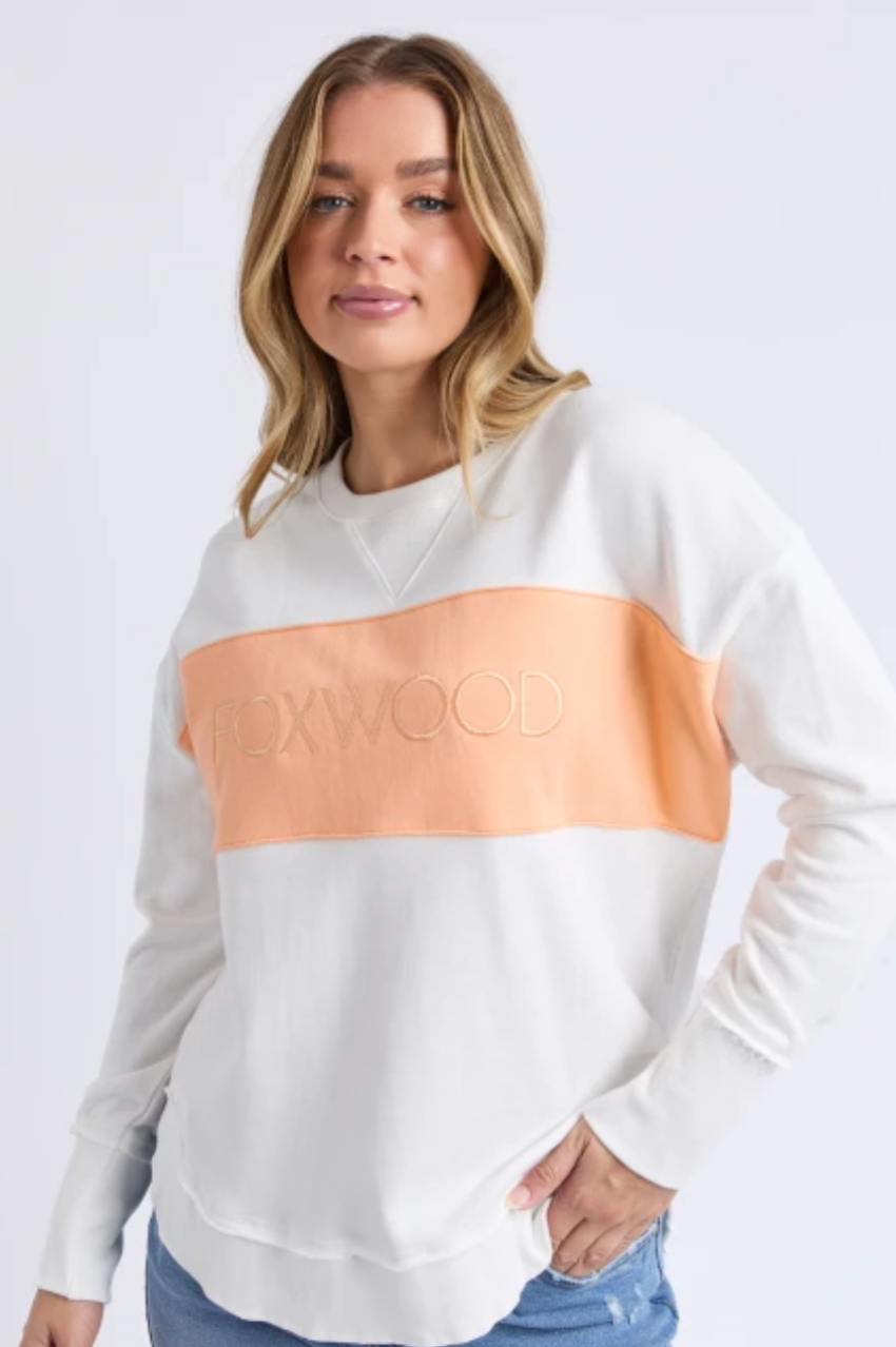 Foxwood Simplified Tonal Crew - White/Peach